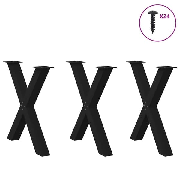 vidaXL Ruokapöydän jalat X-muotoiset 3 kpl musta 70x(72-73) cm teräs