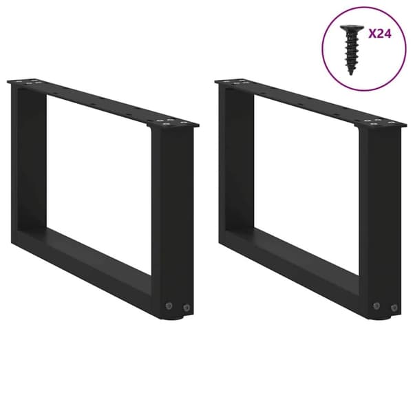 vidaXL Sohvapöydän jalat U-muotoiset 2 kpl Musta 60x(30-31) cm