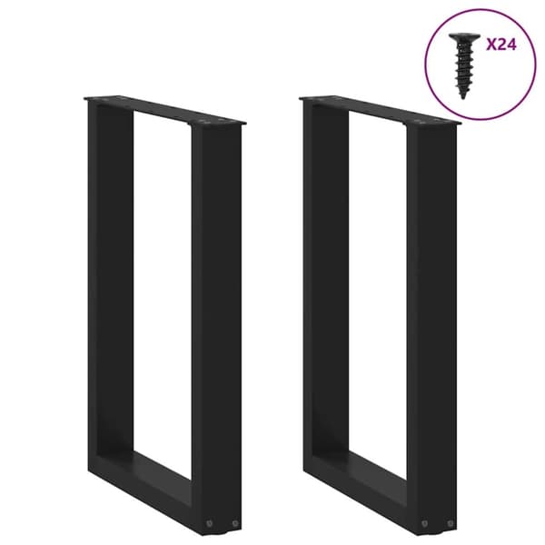 vidaXL ruokapöydän jalat U-muotoiset 2 kpl Musta 50x(72-73) cm Teräs