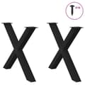 Pikkukuva 3 / 10: vidaXL Ruokapöydän jalat X-muotoiset 2 kpl musta 90x(72-73) cm teräs