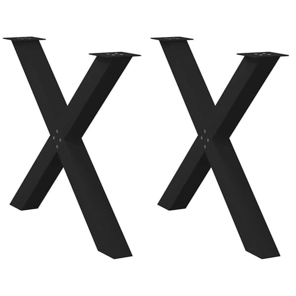 vidaXL Ruokapöydän jalat X-muotoiset 2 kpl musta 90x(72-73) cm teräs
