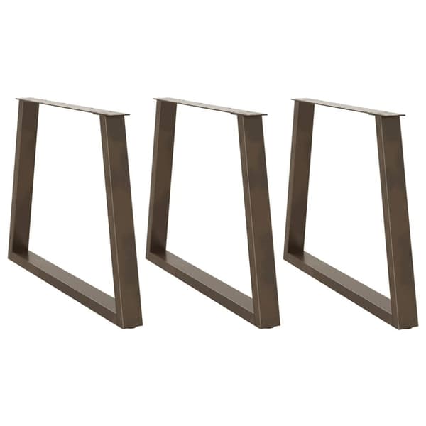 Matbordsben V-formade 3 st naturstål 90x(72-73,3) cm stål