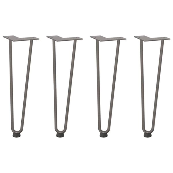 Hårnålsformade bordsben 4 st naturstål 42 cm massivt stål
