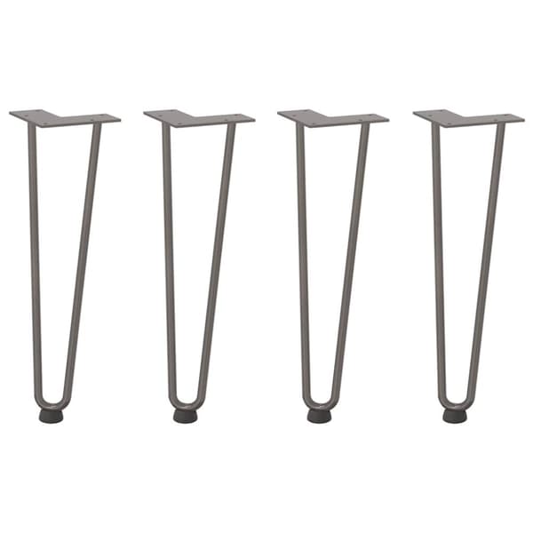 vidaXL Hårnåle bordben 4 stk. naturstål 42 cm massivt stål