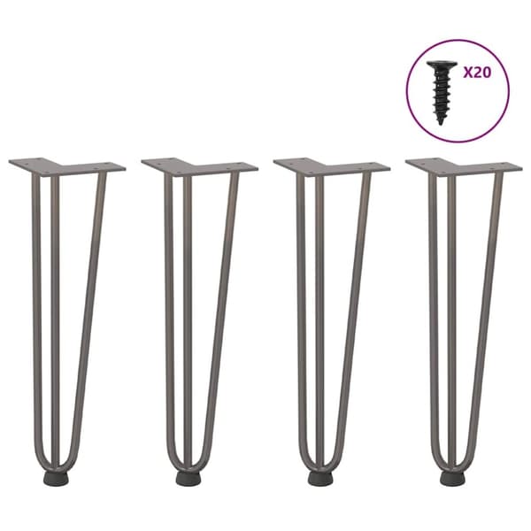 vidaXL Hiusneula jalat sohvapöydälle 4 kpl luonnonteräs 42cm umpiteräs