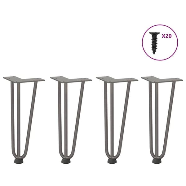 vidaXL Hiusneula jalat sohvapöydälle 4 kpl luonnonteräs 30cm umpiteräs
