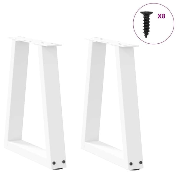 vidaXL Ruokapöydän jalat V-muoto 2 kpl Valkoinen 28x(42-43,3) cm Teräs
