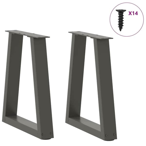 vidaXL Matbordsben V-formade 2 st antracit 38x(42-43,3) cm stål