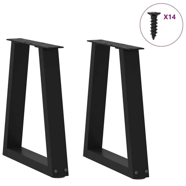 vidaXL Salongbordben V-formet 2 stk svart 38 x (42-43,3) cm stål