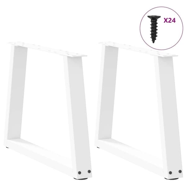 vidaXL Matbordsben V-formade 2 st vit 60x(42-43,3) cm stål