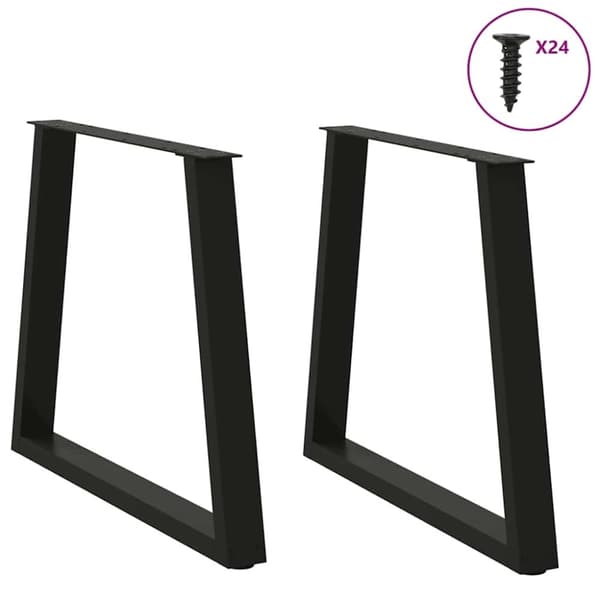 vidaXL Matbordsben V-formade 2 st svart 70x(72-73,3) cm stål