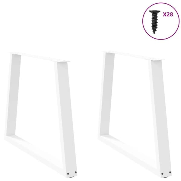 vidaXL Spisebordben V-formet 2 stk hvit 90x(72-73,3) cm stål