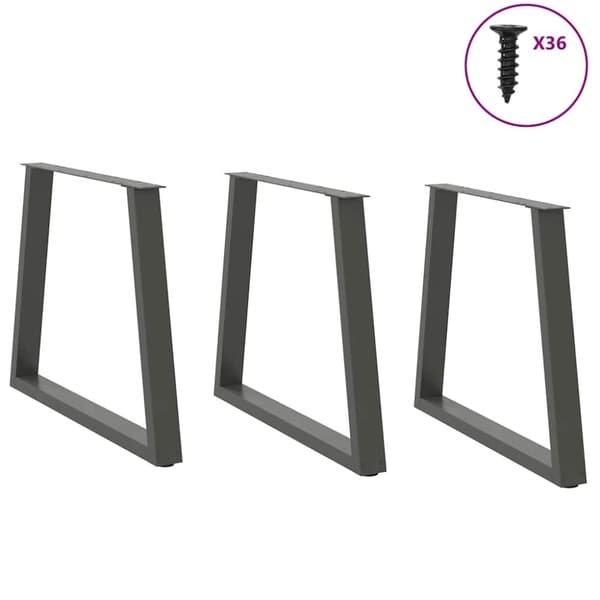 vidaXL Spisebordben V-formet 3 stk antrasitt 70 x (72-73,3) cm stål