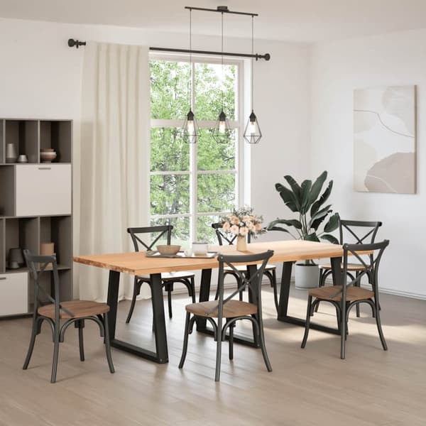 vidaXL Matbordsben V-formade 3 st svart 80x(72-73,3) cm stål