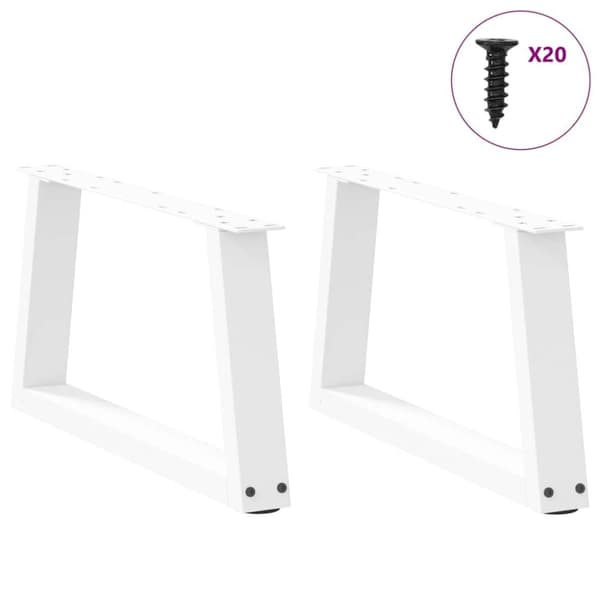 vidaXL Ruokapöydän jalat V-muoto 2 kpl Valkoinen 50x(30-31,3) cm Teräs