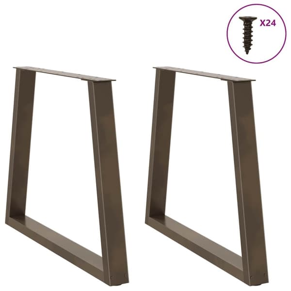 vidaXL Spisebordben V-formet 2 stk naturstål 70 x (72-73,3) cm stål