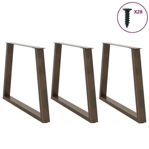 vidaXL Matbordsben V-formade 3 st naturstål 100x(72-73,3) cm stål