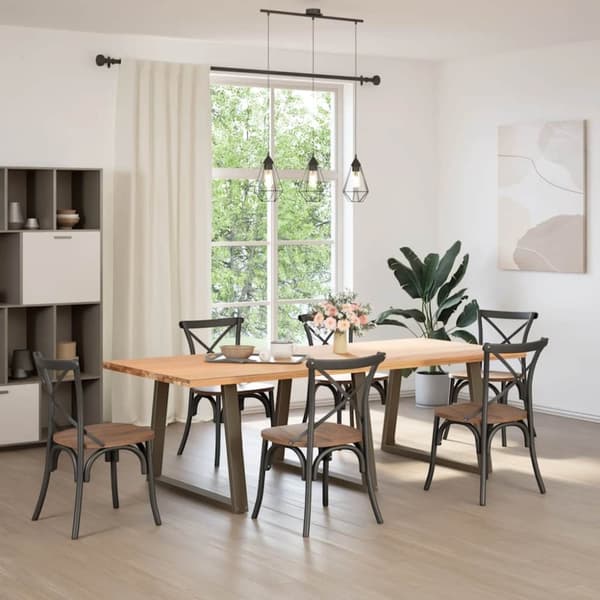 vidaXL Matbordsben V-formade 3 st naturstål 100x(72-73,3) cm stål