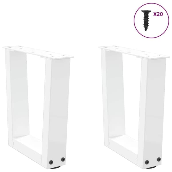 vidaXL Salongbordben V-formet 2 stk hvit 40x(30-31,3) cm stål