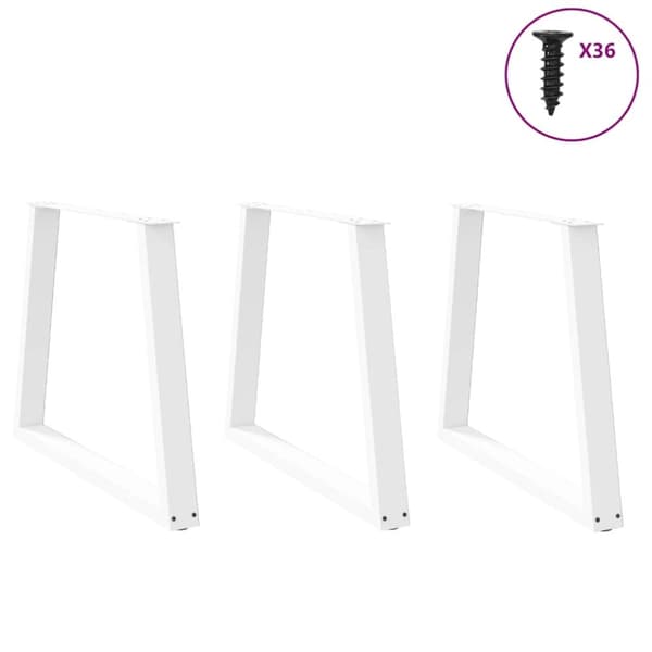 vidaXL Spisebordben V-formet 3 stk hvit 70 x (72-73,3) cm stål