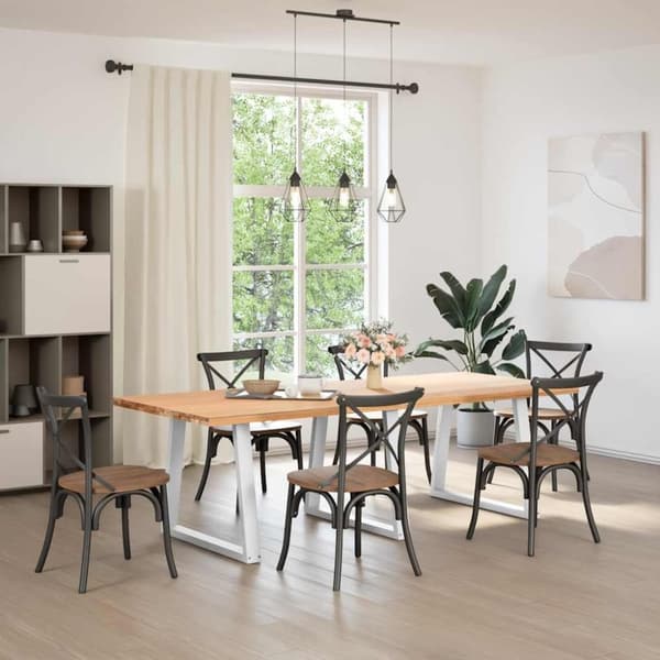 vidaXL Spisebordben V-formet 3 stk hvit 70 x (72-73,3) cm stål