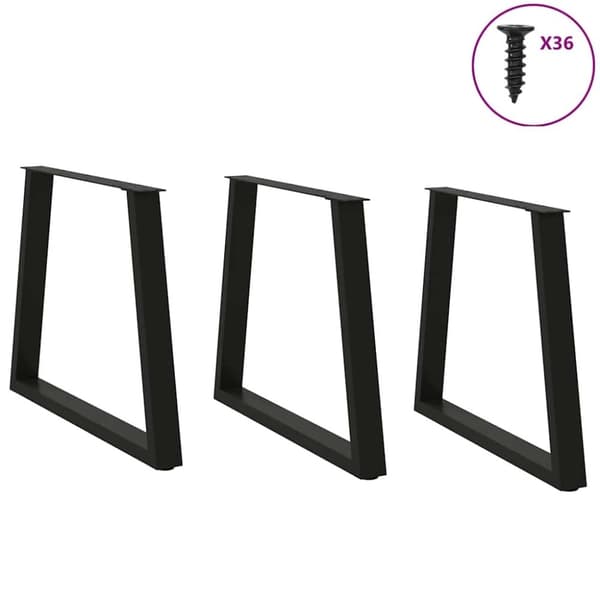 vidaXL Matbordsben V-formade 3 st svart 70x(72-73,3) cm stål