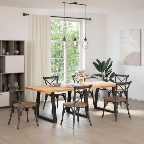 vidaXL Matbordsben V-formade 3 st svart 70x(72-73,3) cm stål