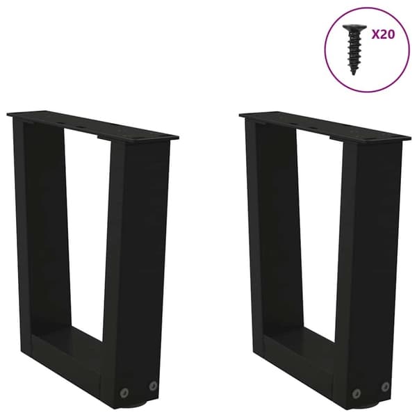 vidaXL Matbordsben V-formade 2 st svart 40x(30-31,3) cm stål