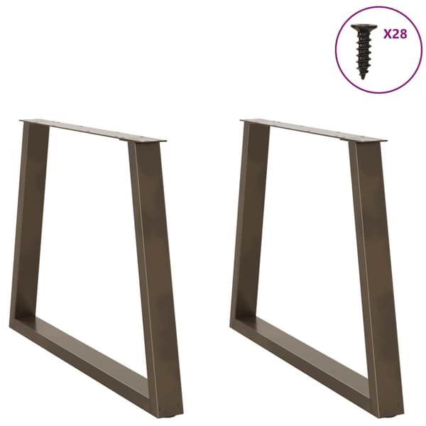 vidaXL Spisebordben V-formet 2 stk naturstål 90 x (72-73,3) cm stål