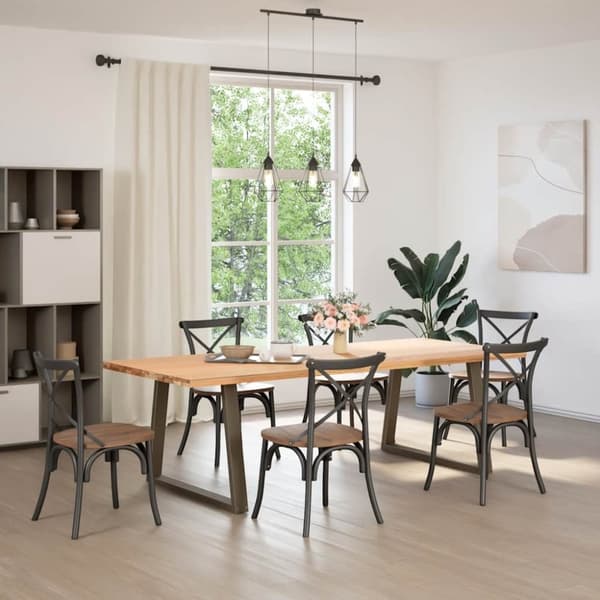 vidaXL Spisebordben V-formet 2 stk naturstål 90 x (72-73,3) cm stål