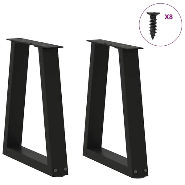 vidaXL Matbordsben V-formade 2 st svart 28x(42-43,3) cm stål