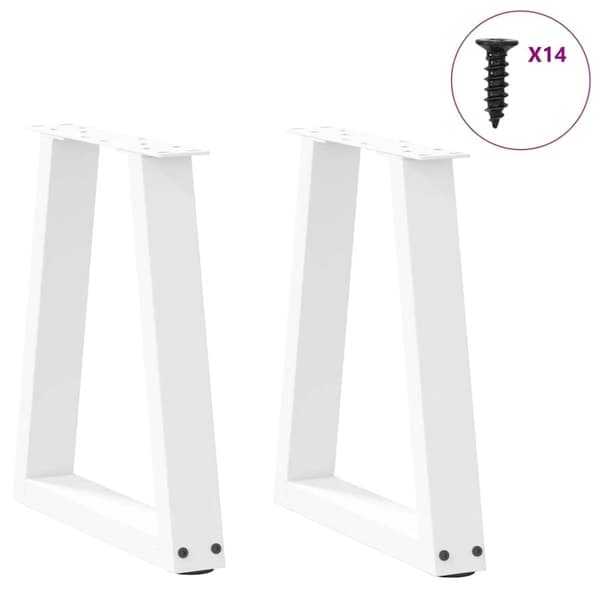 vidaXL Salongbordben V-formet 2 stk hvit 38 x (42-43,3) cm stål
