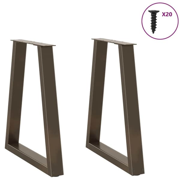 vidaXL Matbordsben V-formade 2 st naturstål 60x(72-73,3) cm stål