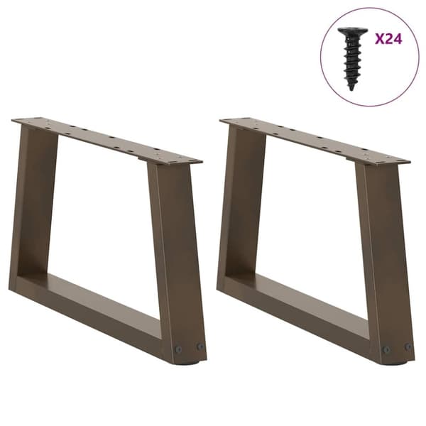 vidaXL Spisebordsben V-form 2 stk naturstål 70x(30-31,3) cm stål