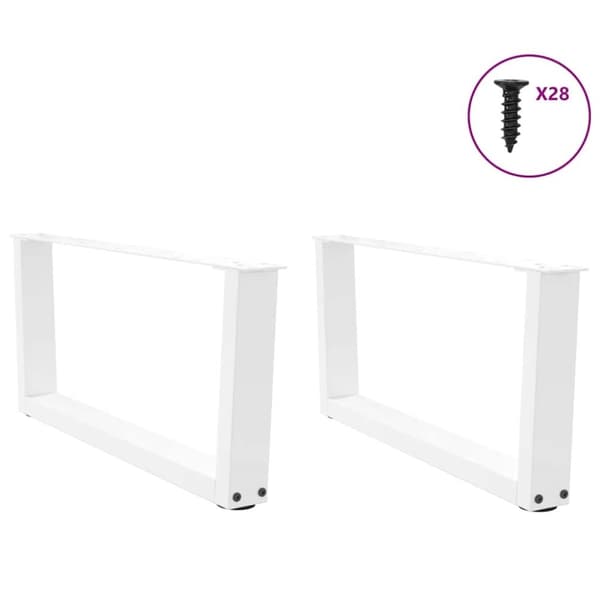 vidaXL Matbordsben V-formade 2 st vit 70x(30-31,3) cm stål