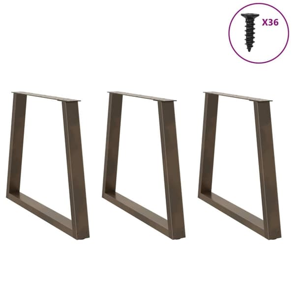 vidaXL Ruokapöydän jalat V-muotoiset 3 kpl Luonnonvärinen teräs 80x(72-73,3) cm Teräs