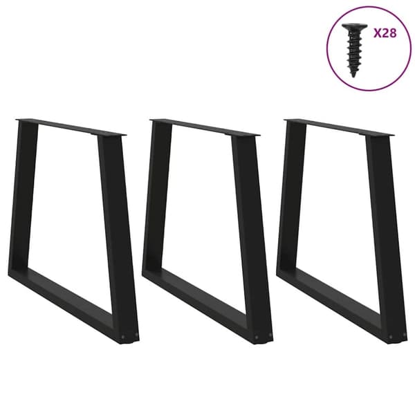 vidaXL Ruokapöydän jalat V-muotoiset 3 kpl musta 90x(72-73,3) cm teräs