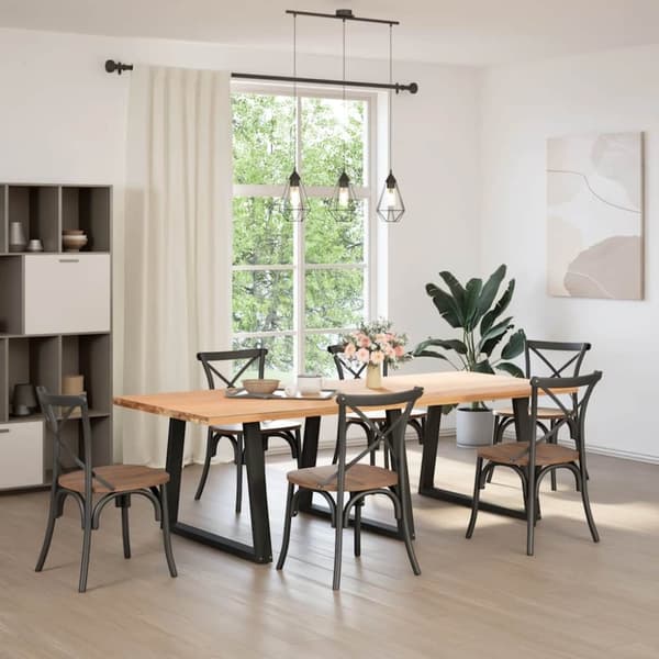 vidaXL Matbordsben V-formade 3 st svart 90x(72-73,3) cm stål