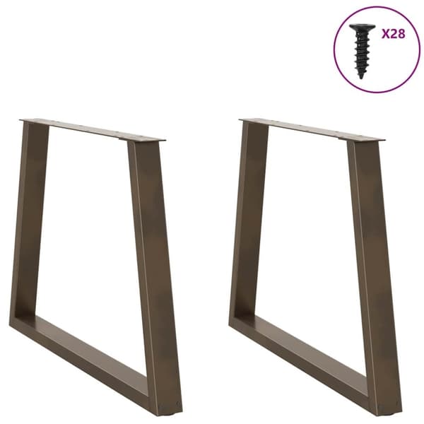 vidaXL Matbordsben V-formade 2 st naturstål 100x(72-73,3) cm stål