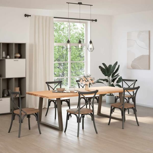 vidaXL Matbordsben V-formade 2 st naturstål 100x(72-73,3) cm stål