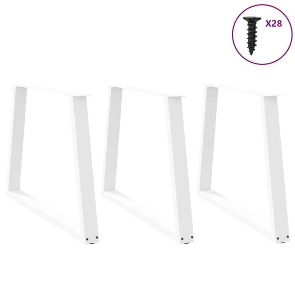 vidaXL Matbordsben V-formade 3 st vit 90x(72-73,3) cm stål
