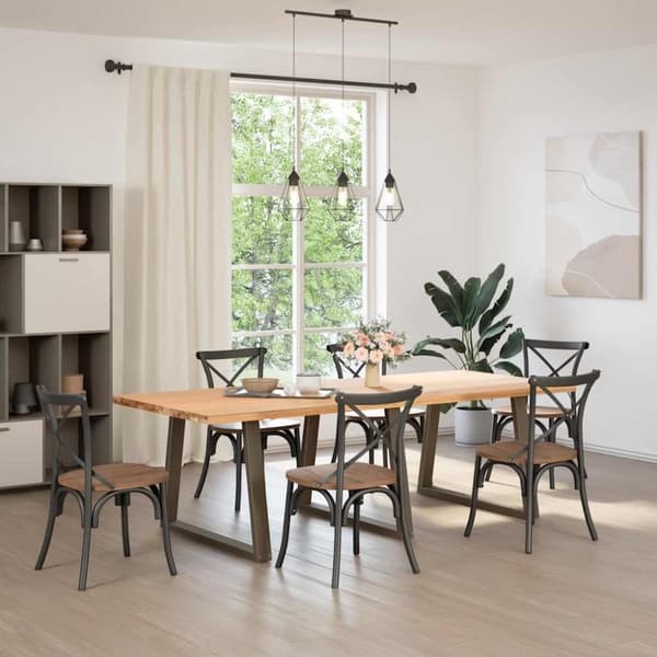 vidaXL Matbordsben V-formade 3 st naturstål 90x(72-73,3) cm stål
