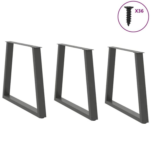 vidaXL Matbordsben V-formade 3 st antracit 80x(72-73,3) cm stål