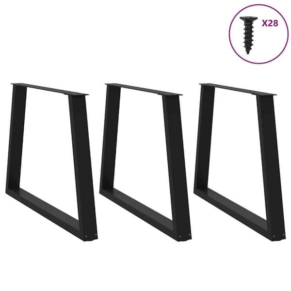 vidaXL Spisebordben V-formet 3 stk svart 100x(72-73,3) cm stål