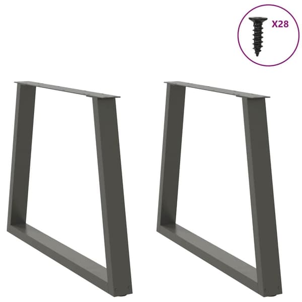vidaXL Matbordsben V-formade 2 st antracit 100x(72-73,3) cm stål