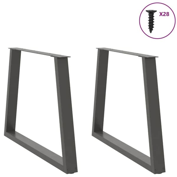 vidaXL Matbordsben V-formade 2 st antracit 90x(72-73,3) cm stål