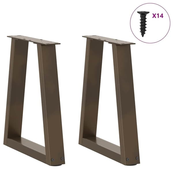 vidaXL Salongbordben V-formet 2 stk naturstål 38 x (42-43,3) cm stål