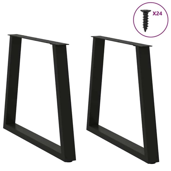 vidaXL Matbordsben V-formade 2 st svart 80x(72-73,3) cm stål