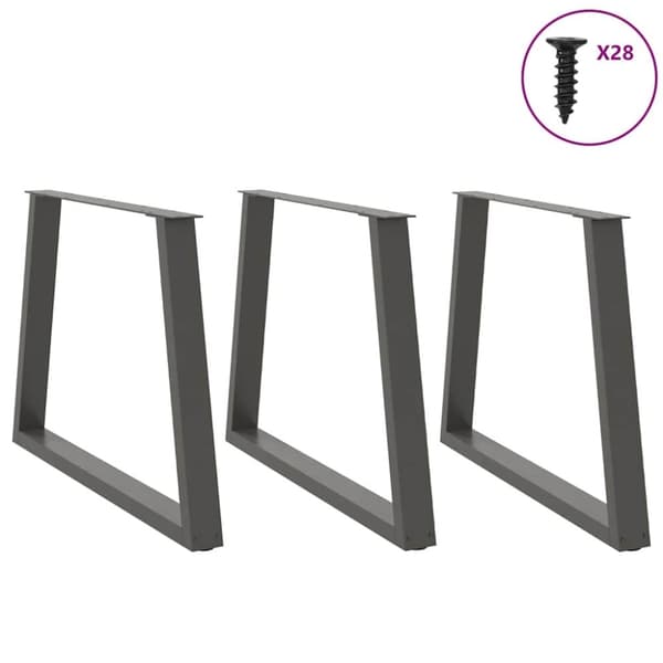 vidaXL Spisebordben V-formet 3 stk antrasitt 100x(72-73,3) cm stål