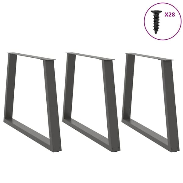 vidaXL Spisebordben V-formet 3 stk antrasitt 90 x (72-73,3) cm stål